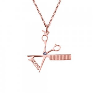 Personalized Hairdresser Necklace with Birthstone