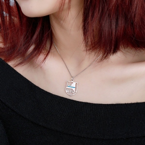 Personalized Police Badge State Map Name Necklace in Silver