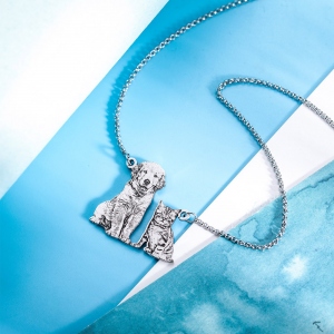 Personalized Stainless Steel Engraved Pet Photo Necklace
