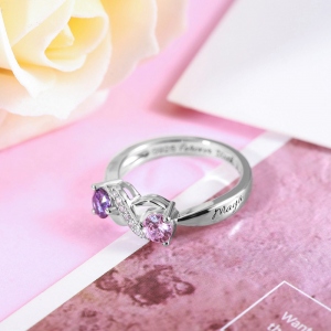 Personalized Infinity Ring with Birthstone Sterling Silver