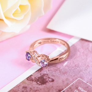 Personalized Infinity Ring with Birthstone Sterling Silver