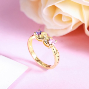 Personalized Infinity Ring with Birthstone Sterling Silver