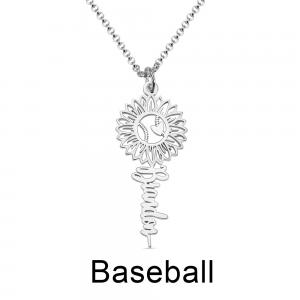 Personalized Sunflower with Ball Name Necklace