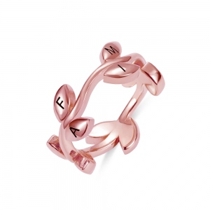 Personalized Initial Leaf Stackable Ring