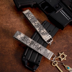 Personalized Camo Embroidered Fabric Keychain