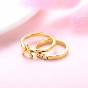 Personalized Stacking Rings Letter Rings & Band Rings