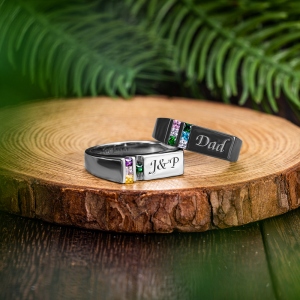 Personalized Birthstone Men's Ring Family Ring