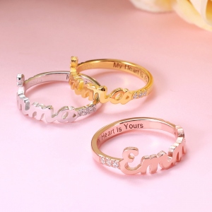 Personalized Dainty Name Birthstone Ring