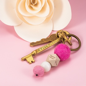 Personalized Colorful Felt Ball Keychain
