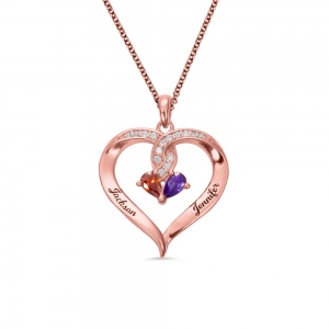Forever Together Twisted Strings Birthstone Engraving Necklace