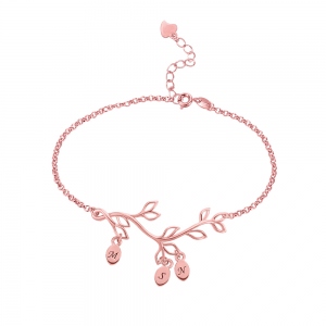 Bracelet de pierre de naissance de branche d'arbre généalogique personnalisé