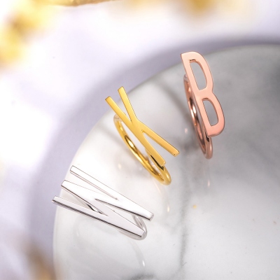 Personalized Big Letter Ring in Rose Gold