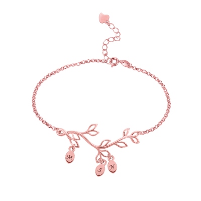 Custom Family Tree Branch Birthstone Bracelet