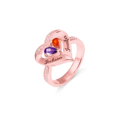 Forever Together Engraved Birthstone Heart Ring for Her