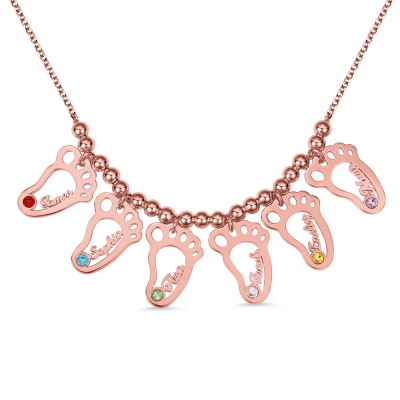 Personalized 1-6 Hollow Foot Name Necklace