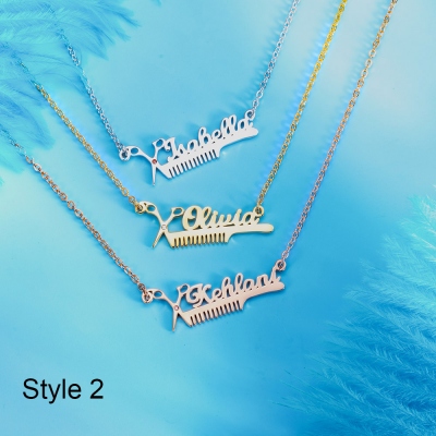 Custom Hairdresser Birthstone Name Necklace