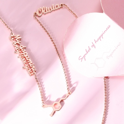 Personalized Dopamine Molecule Name Necklace