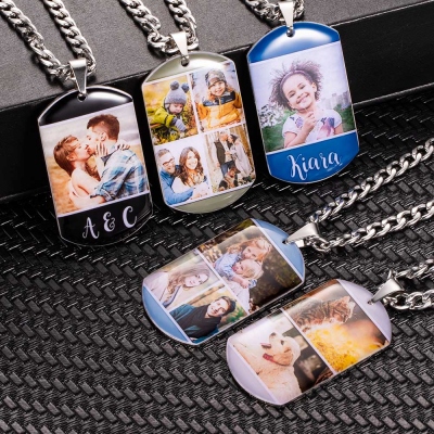 Gepersonaliseerde 1-4 foto's Dog Tag ketting