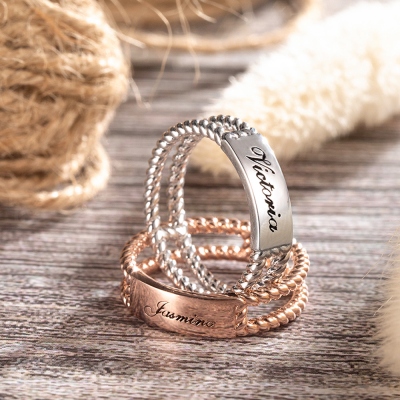 Bague Corde Torsadée Personnalisée Or