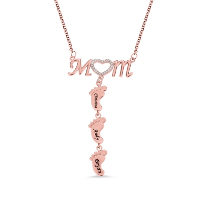 Personalized Mom Necklace with Baby Feet