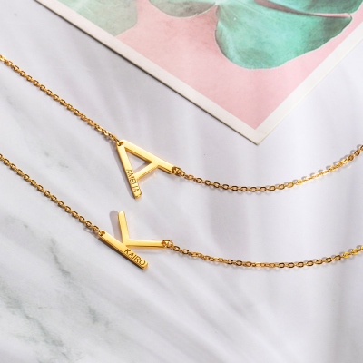 Personalized Sideways Initial Name Necklace