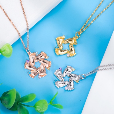 Personalized Baby Feet Birthstone Necklace for Mother