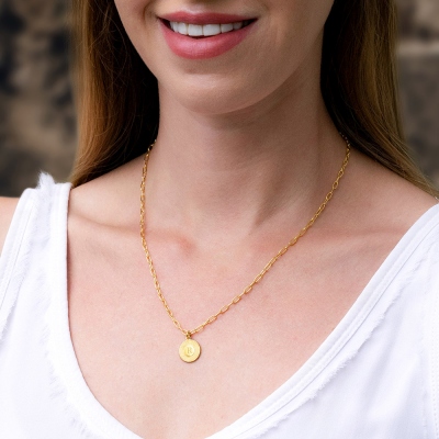 Personalized Initial Link Necklace in Gold