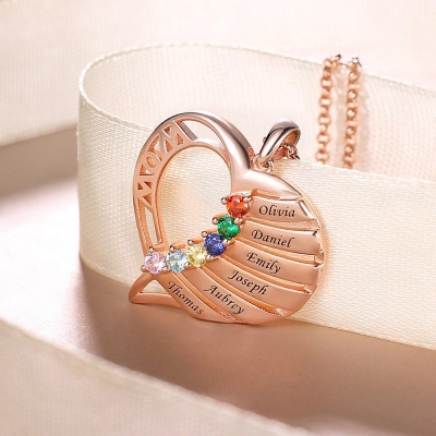 Personalized Name and Birthstone Family Necklace for Mother