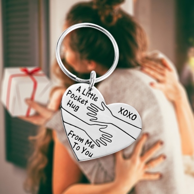 Personalized Pocket Hug Keychain for Long Distance Gift