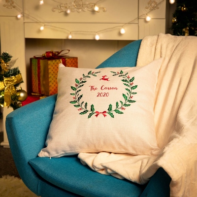 Personalized Embroidered Christmas Pillow Cover