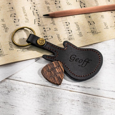 Personalized Wood Guitar Pick with Guitar Shaped Case
