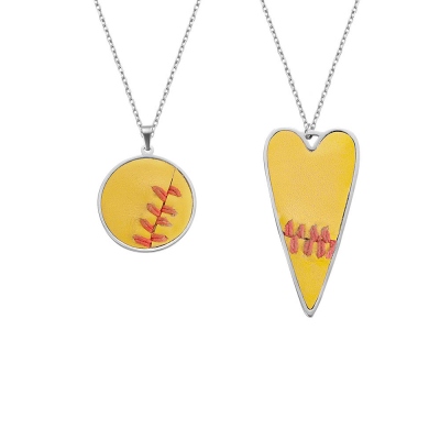 Collier/boucles d'oreilles en cuir de baseball personnalisé Bijoux de sport