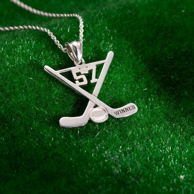 Custom Hockey Necklace Ice Hockey Sticks Jewelry