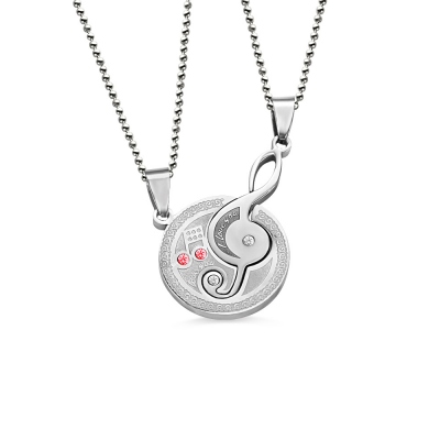 Musical Note Titanium Steel Couple's Necklaces