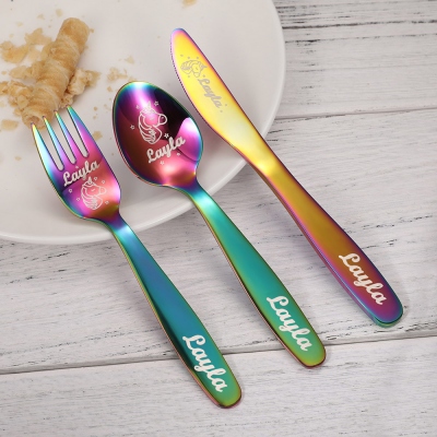 Personalized Cutlery Sets with Unicorn Gift for Kids