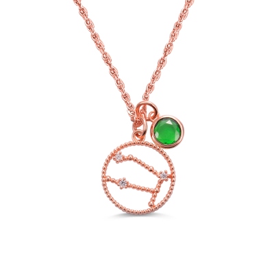 Personalisierte Birthstone Zodiac Halskette Geburtstagsgeschenk