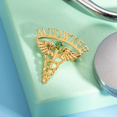Personalized Medical Graduation Theme Pin with Birthstone