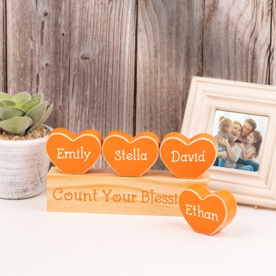 Personalized Name Heart Shaped Home Decor Gift for Family