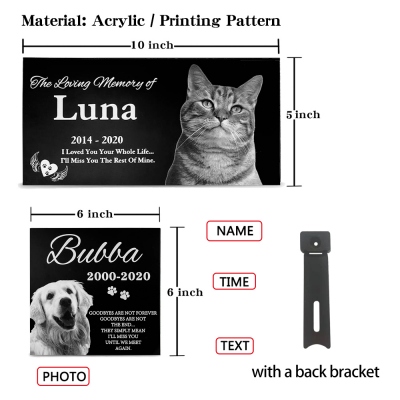 Personalized Memorial Pet Stone For Dog & Cat Tombstone