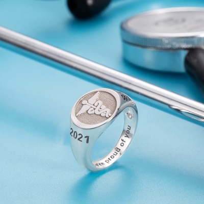 Chevalière Médicale Caducée Personnalisée