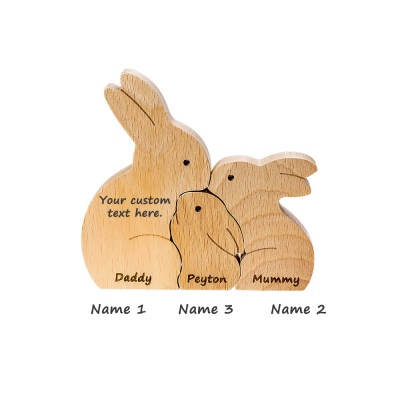 Custom Easter Rabbits Family Wooden Bunny Puzzle