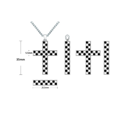 Personalized Check Flag Cross Necklace
