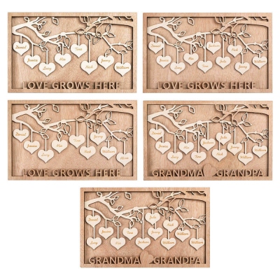 Personalized Name Heart Family Tree Home Decor
