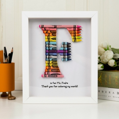 Personalized Rainbow Crayon Letter with Frame Gift For Teachers
