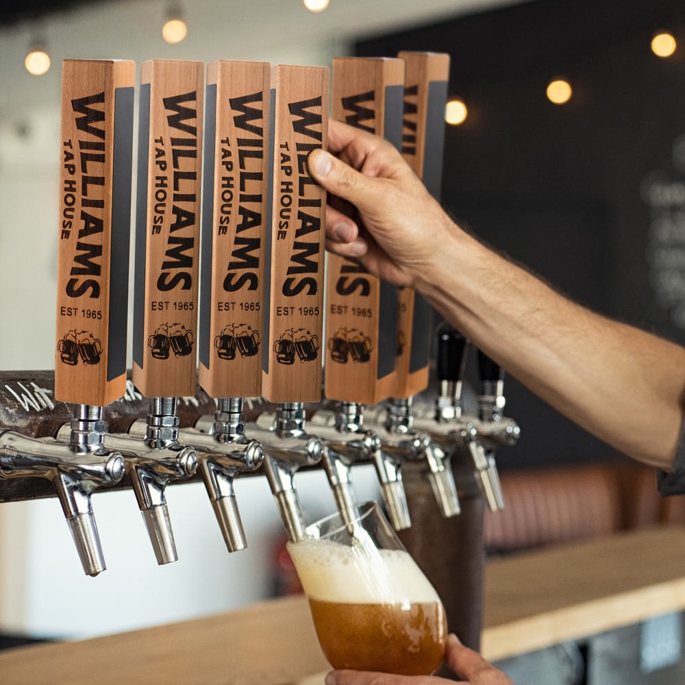 Poignée de robinet de bière personnalisée gravée au laser avec tableau noir