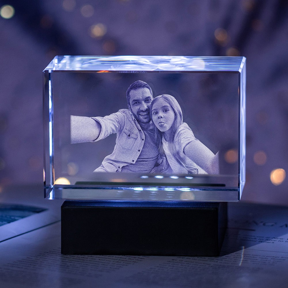 Father's Day 3D Crystal Photo Engraved Gift