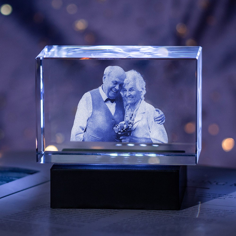 Golden Anniversary 3D Crystal Photo Engraved Gift