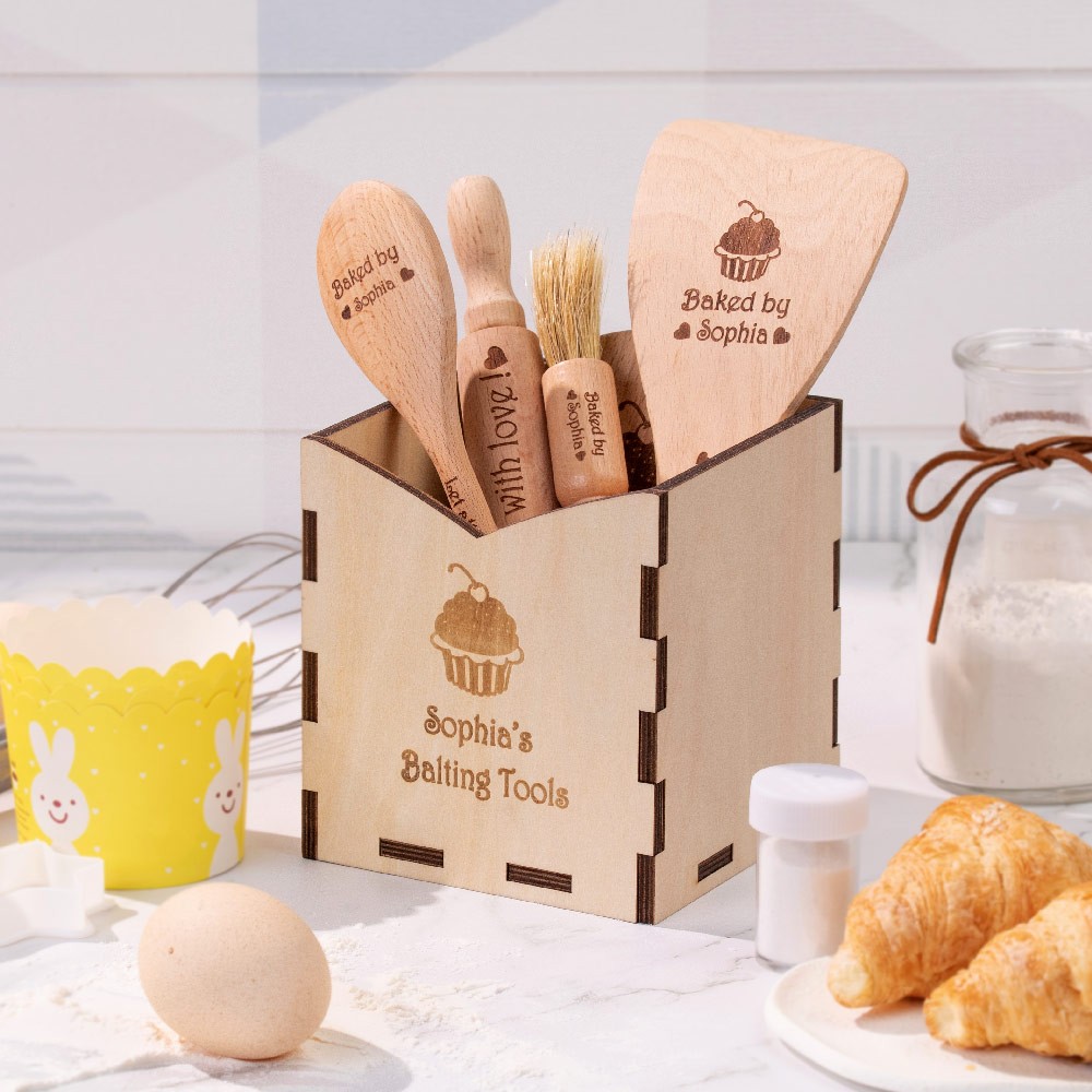 Personalisierte Backutensilien Küchengeschenk für Kinder 6er Set