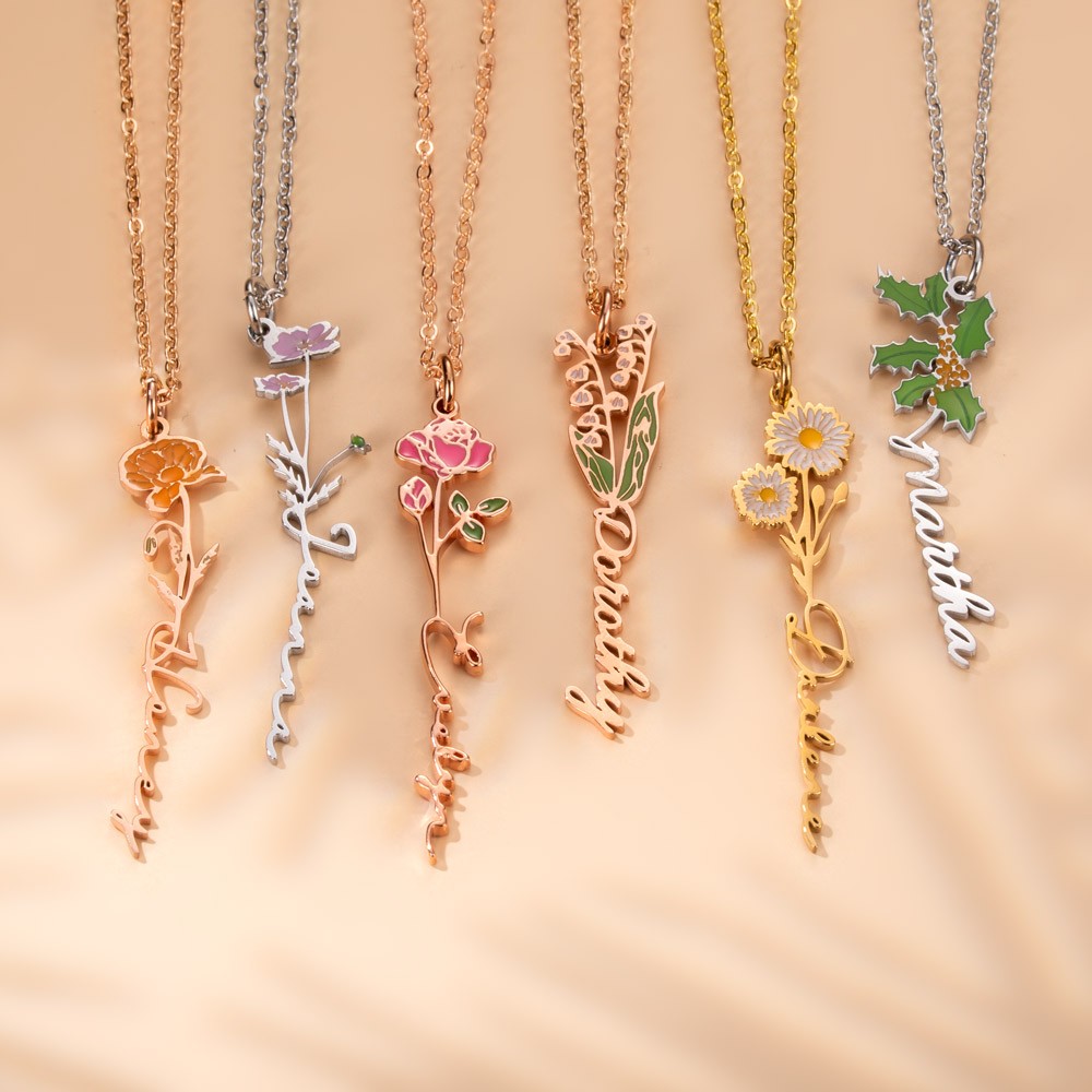 Geburt Blume Name Halskette