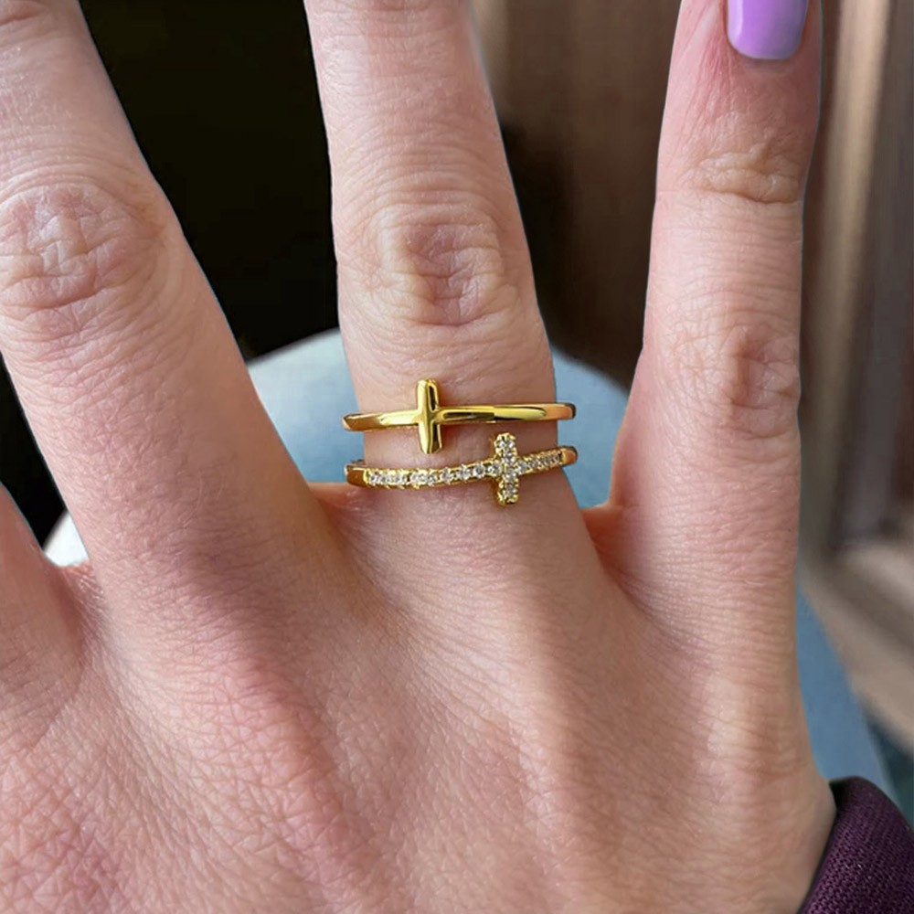 double cross ring sterling silver
